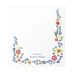 Bloco De Notas Floral bordado