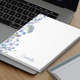 Bloco De Notas Floral Border Periwinkle Wildflower Personalizado