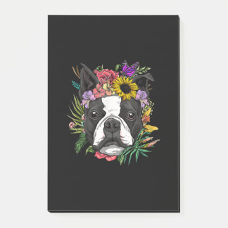 Bloco De Notas Floral Boston Terrier Dog Nature Primavera