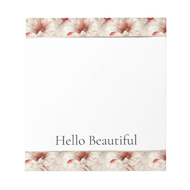 Bloco De Notas Floral Branco Belo (Frente)