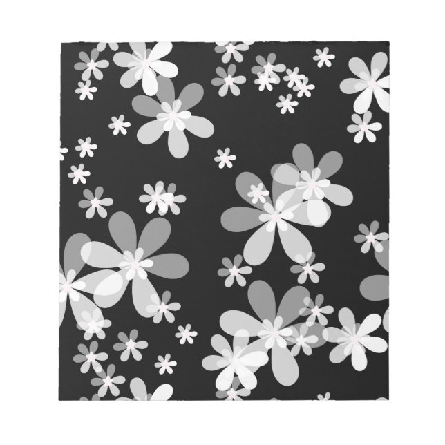 Bloco De Notas floral branco preto (Frente)