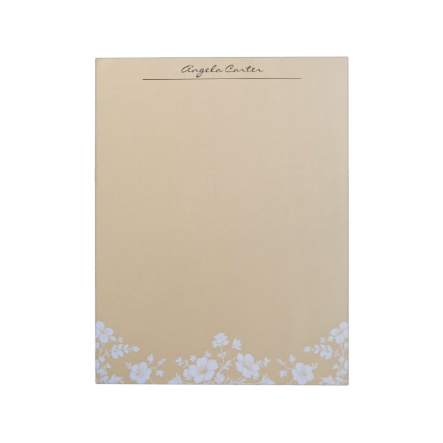 Bloco De Notas Floral Branco sobre Bege (Invertido)