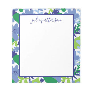 Bloco De Notas Floral brilhante multiverde e azul