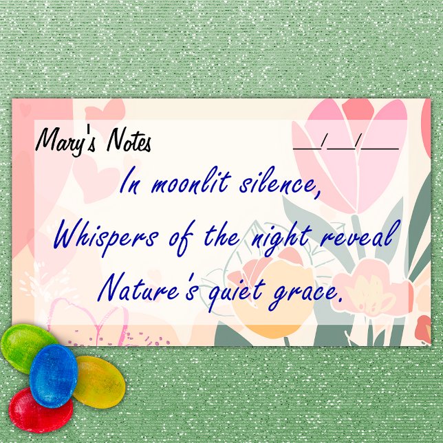 Bloco De Notas Floral Chic Suave, Rosa, Verde e Amarelo 10" x 6" (Criador carregado)