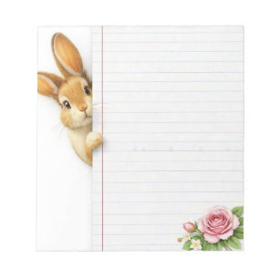 Bloco de Notas Floral Coelhinho Fofo Coelho Aqua