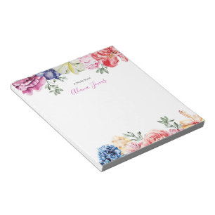 Bloco de notas floral colorido personalizado da