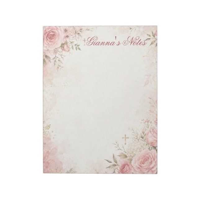 Bloco de Notas Floral Cristão Nome Personalizado (Invertido)