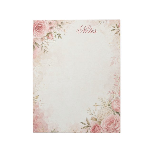 Bloco de Notas Floral Cristão Personalizado (Invertido)