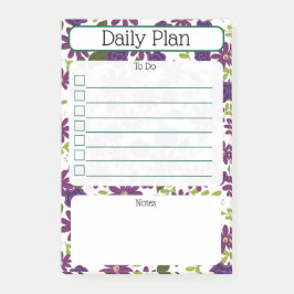 Bloco De Notas Floral Daily Planning Checklist Notepad
