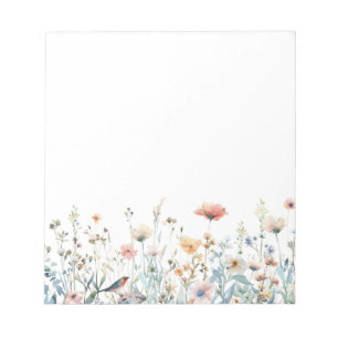 Bloco de Notas Floral de Aguarela Colorida de Flor