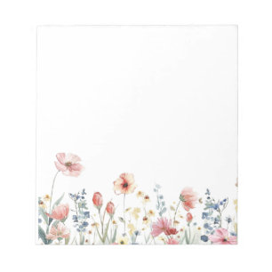Bloco de Notas Floral de Aquarela Colorida de Flor