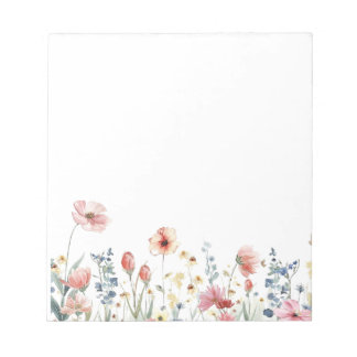 Bloco de Notas Floral de Aquarela Colorida de Flor