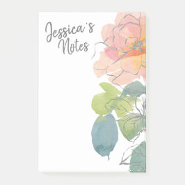 Bloco De Notas Floral de Aquarela Coral e Rosa