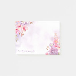 Bloco De Notas Floral de aquarela pastel suave com nome personali