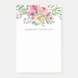 Bloco De Notas Floral de Aquarela Rosa