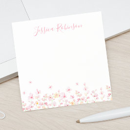 Bloco De Notas Floral de Aquarela Rosa Personalizado