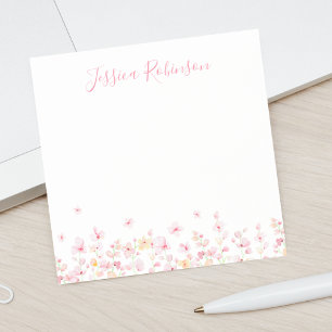 Bloco De Notas Floral de Aquarela Rosa Personalizado