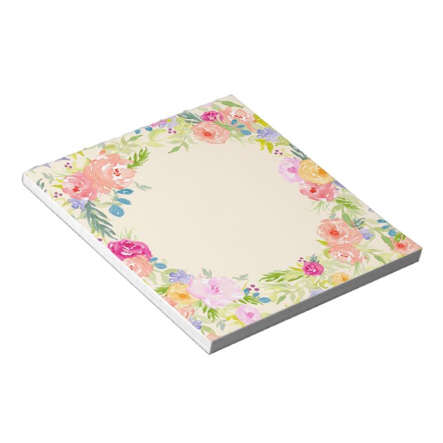 Bloco De Notas Floral de Aquarela Rosa-Pêssego bonito (Inclinado)