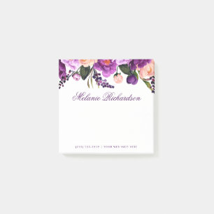 Bloco De Notas Floral de Aquarela Ultra Violeta Elegante