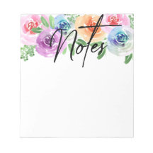 Bloco de notas floral de aquarelas