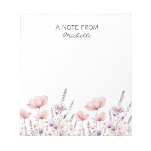 Bloco De Notas Floral de flor selvagem personalizado moderno