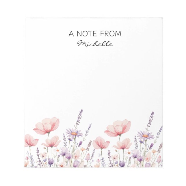 Bloco De Notas Floral de flor selvagem personalizado moderno (Frente)
