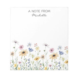 Bloco De Notas Floral de flor selvagem personalizado moderno