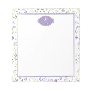 Bloco De Notas Floral de Flores Silvestres Roxas Personalizadas