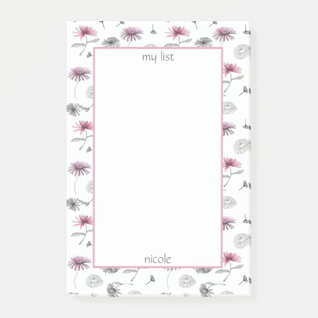 Bloco De Notas Floral de Mães de Aquarela Elegante (Frente)