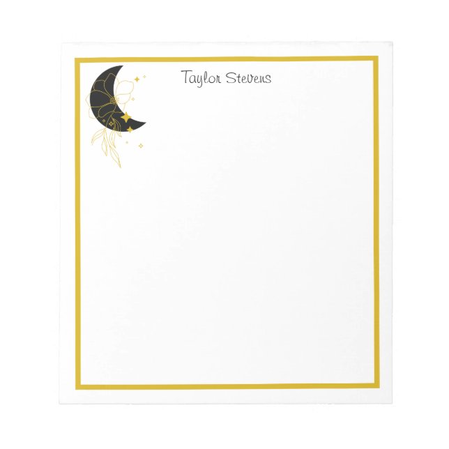 Bloco de Notas Floral de Moon Personalizado (Frente)