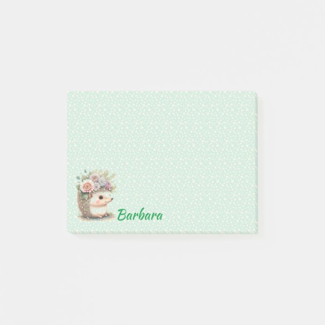 Bloco De Notas Floral de Ouriço Monogramado (Frente)