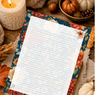 Bloco de Notas Floral de Outono – Papelaria de Out