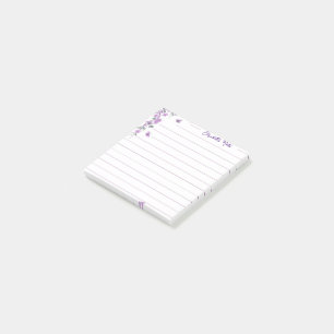 Bloco De Notas Floral de vinha roxa personalizado