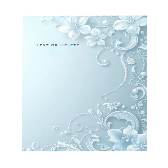 Bloco de Notas Floral Decorativo Azul (Frente)