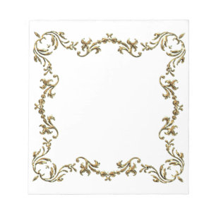 Bloco de notas floral decorativo Dourado da beira