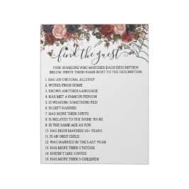 Bloco De Notas Floral do Jogo de Halloween do Chá de panela de ou