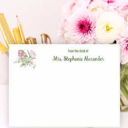 Bloco De Notas Floral Elegante De Aquarelas Da Mesa Do Sticky