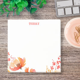 Bloco De Notas Floral em Aquarela Simples com Texto Personalizado