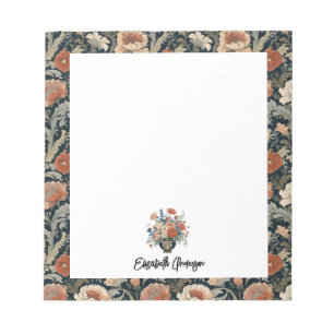 Bloco De Notas Floral Escuro Elegante Personalizado