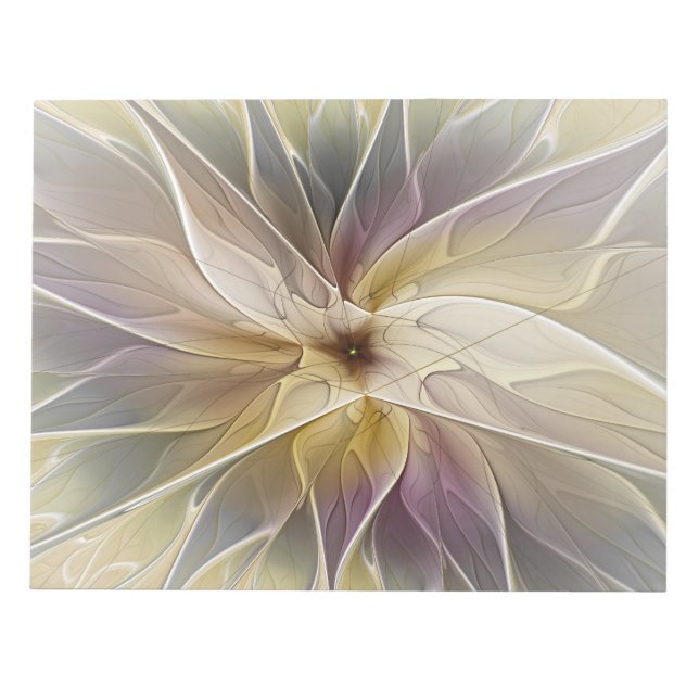Bloco De Notas Floral Fantasy Dourada Eggplant Abstrato Art Fract (Frente)