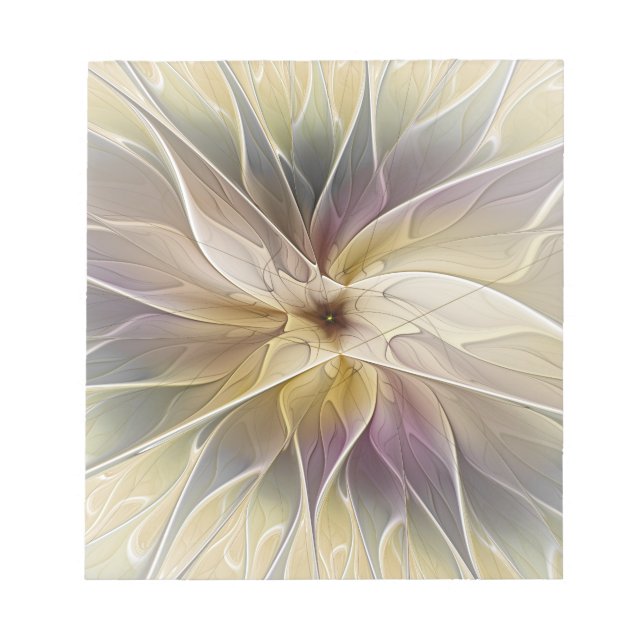 Bloco De Notas Floral Fantasy Dourada Eggplant Abstrato Art Fract (Frente)