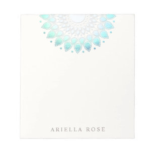 Bloco De Notas Floral Floral Lotus Floral Linda Turquesa