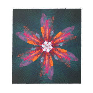 Bloco De Notas Floral Flores de Mandala Laranja Vermelho Abstrato