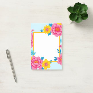 Bloco De Notas Floral Frame with Vibrant Flowers