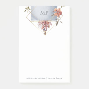 Bloco De Notas Floral Geométrico de Luxe com Monograma
