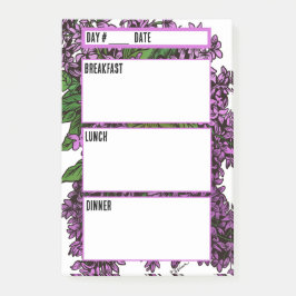 Bloco De Notas Floral Lilacs Menu Camping Meal Planning Tool