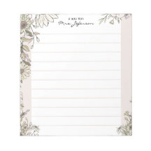 Floral Lines Pure Teacher Notepad