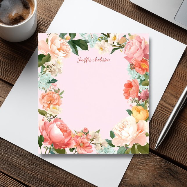 Bloco De Notas Floral Moderno de Peônias Rosa Suaves (Soft Pink Peonies Modern Floral Notepad)
