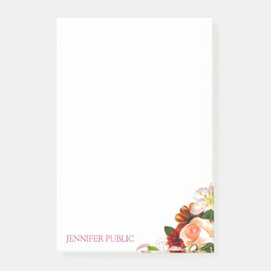 Bloco De Notas Floral Moderno Modelo Rosas Aquarela