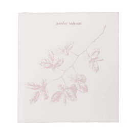 Bloco De Notas Floral Moderno Nome Personalizado Bege Rosa